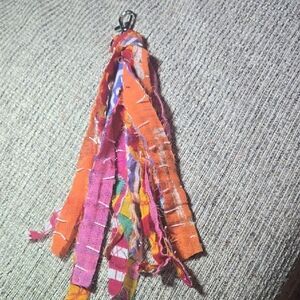 Multicolor Kantha Fabric Tassel Keychain